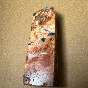 Sunstone and teal blue green Apatite tower 3”x1”x1”x1”